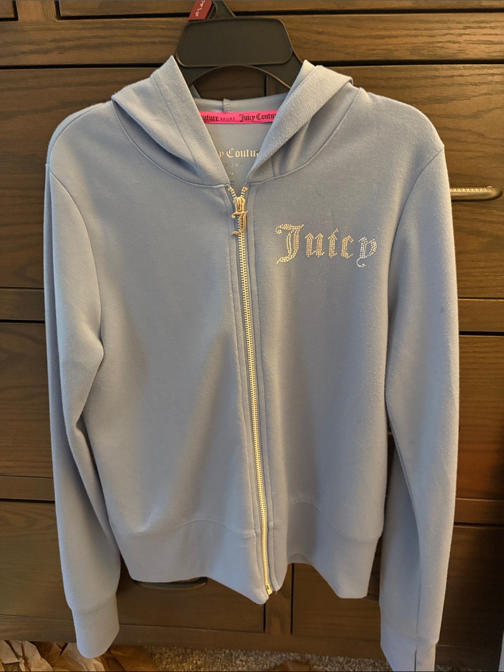 Juicy Couture Light Blue Rhinestone 'Juicy' tracksuit
